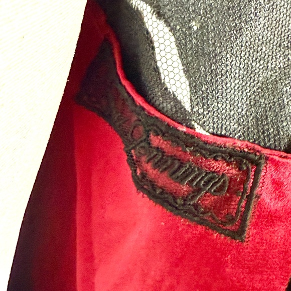 Peggy Jennings COUTURE Black & Red Velvet Roses Emb Dress - Picture 8 of 12